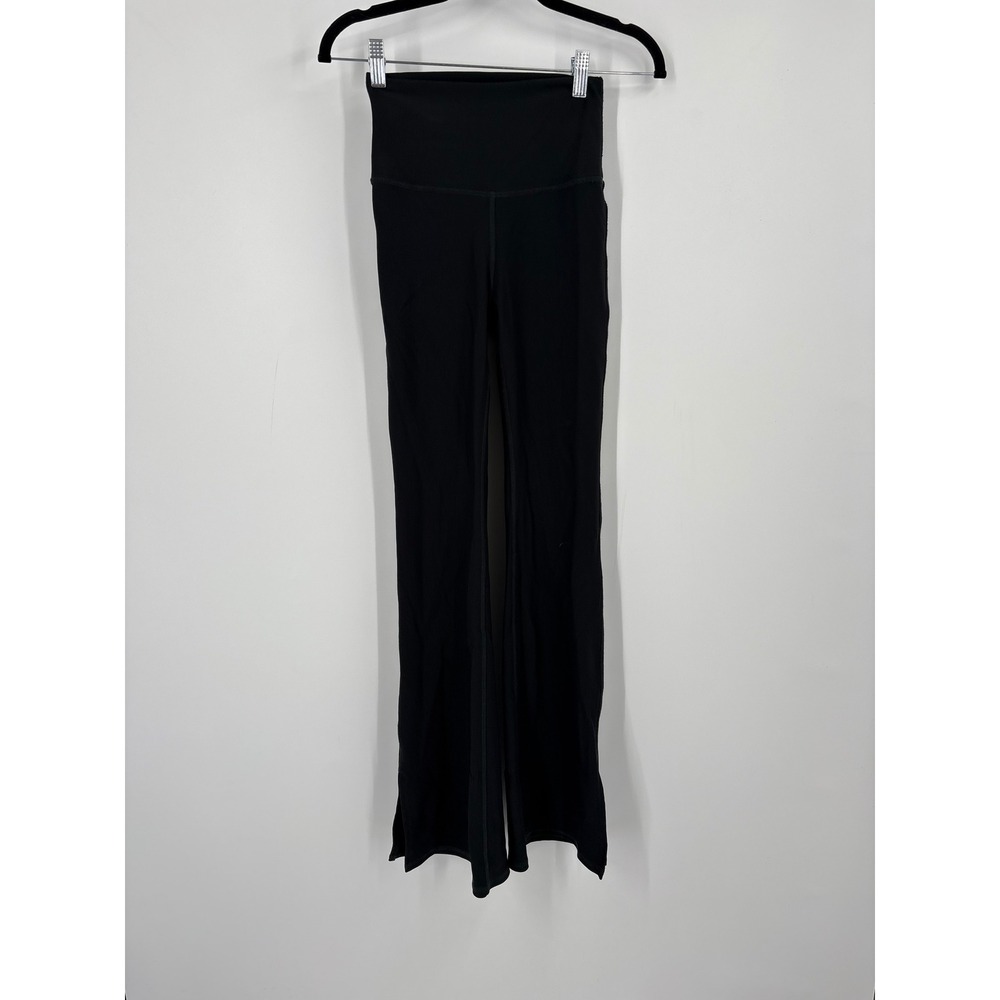 Gilly Hicks Go Recharge Ribbed High Waisted Flare Leggings Black XS Athleisure
